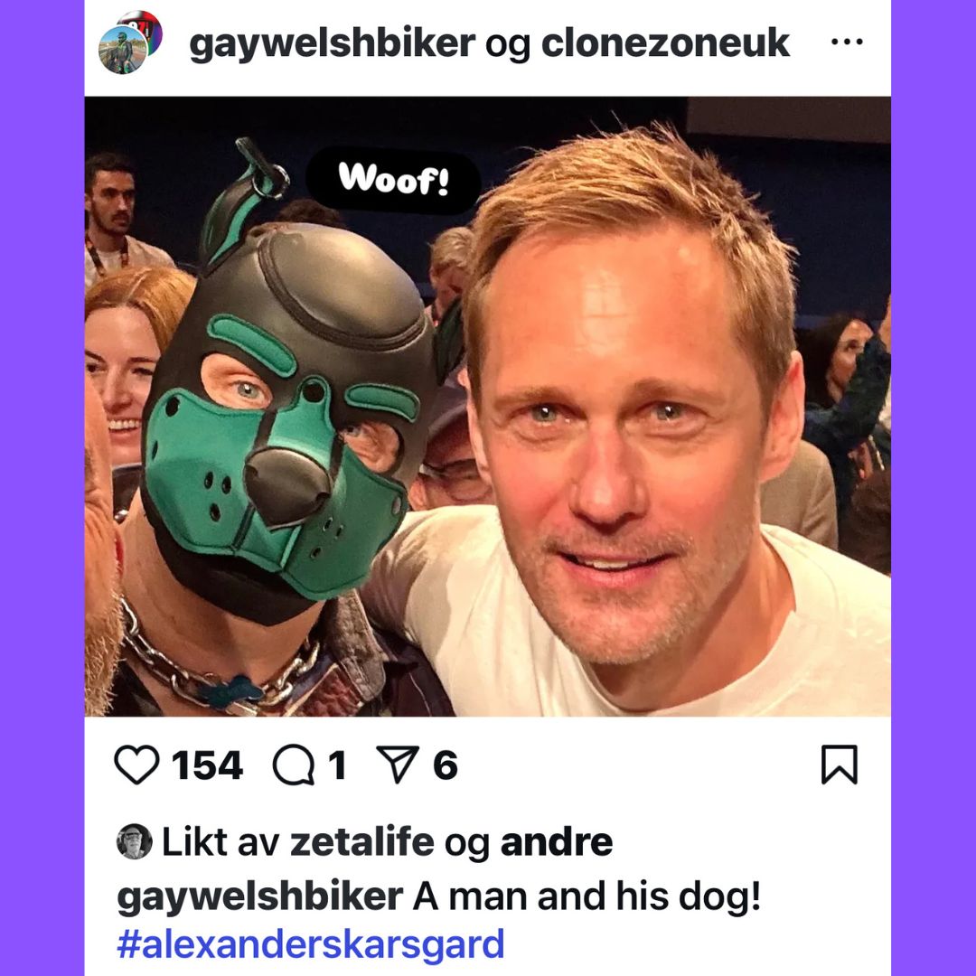 Alexander at Cannes with gay biker Paul Tallis, who was an extra in the film. Instagram: @gaywelshbiker